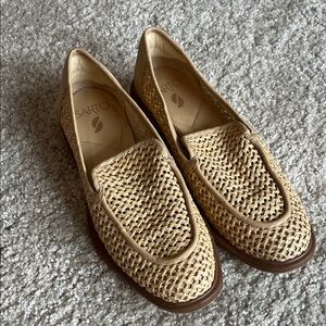 woven ratan loafers
